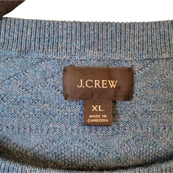 J. Crew Dusty Teal Geometric 100% Cotton Crewneck Sweater - Picture 3 of 7